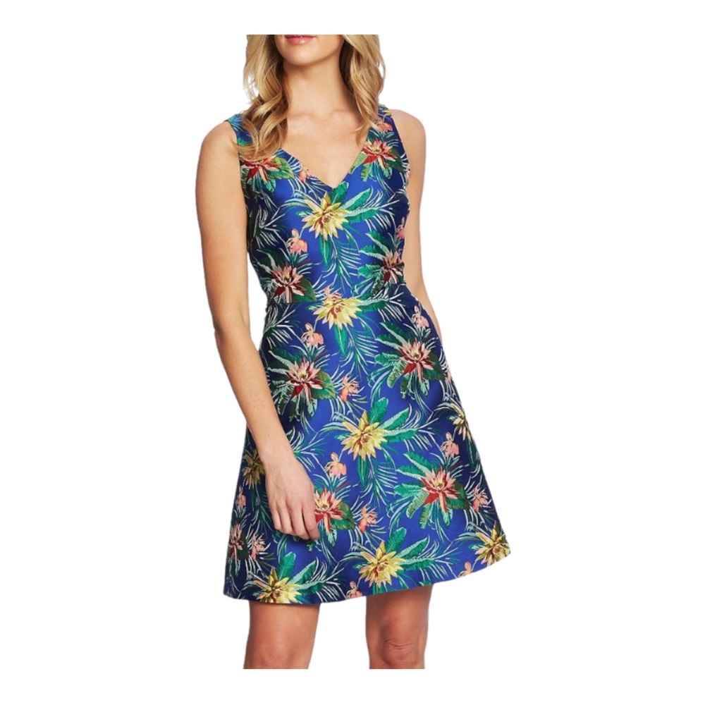 CeCe Floral Print Jacquard Dress. Size: 8